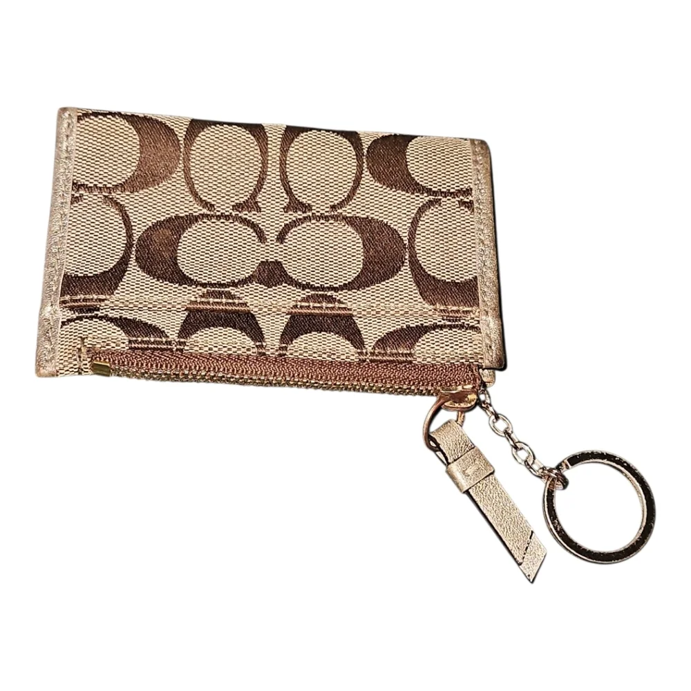 Coach Keychain Card Holder Carrier Signature Logo Canvas